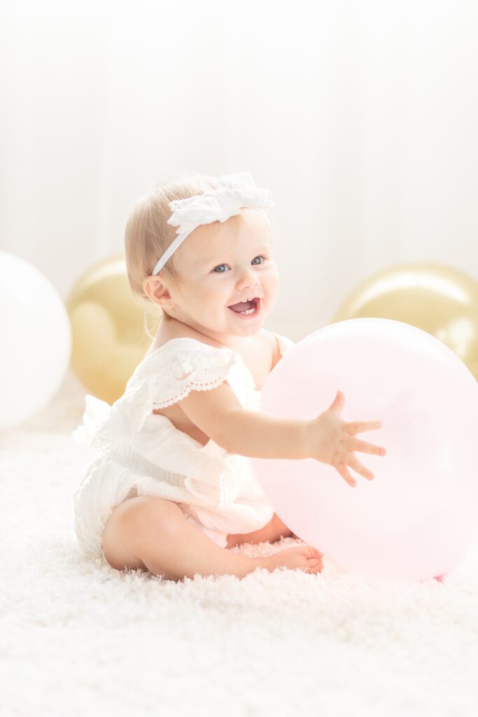 1st birthday milestone session of baby girl documented at Studio Neue by Plymouth Michigan Newborn Photographer