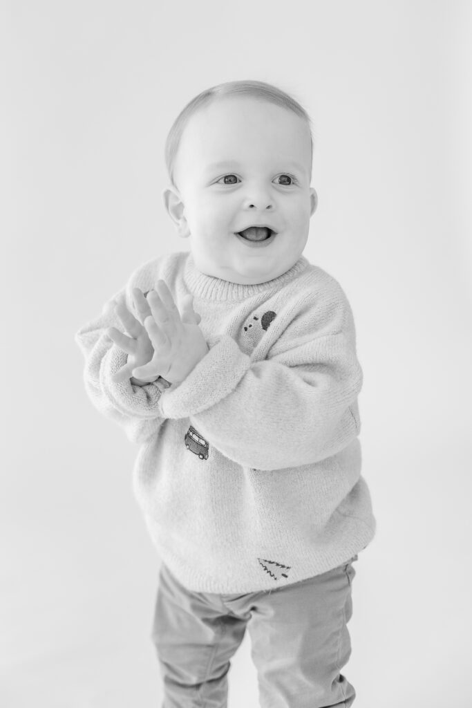 Baby boy at 14 months for a Studio Milestone Session at Studio Neue in Plymouth Michigan put on by Plymouth Michigan Maternity Photographer